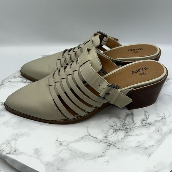 SUSINA Beige Sondro Leather Mule-10M - Picture 3 of 7